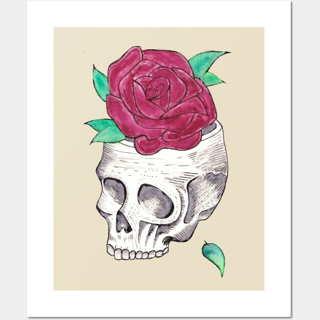 Skull with Flower Wall Art by marissafv